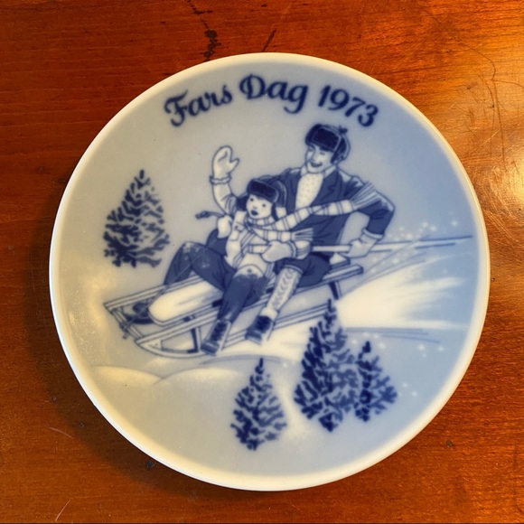 Fathers Day Plate Norway Blue/White 5x5” - Picture 2 of 6